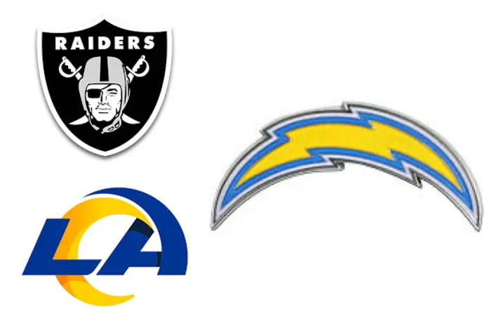 Las Vegas Raiders (1st) Los Angeles Chargers and Los Angeles Rams (2nd 1st)