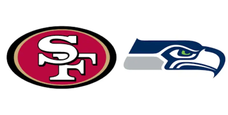 San Francisco 49ers (right) Seattle Seahawks (left)
