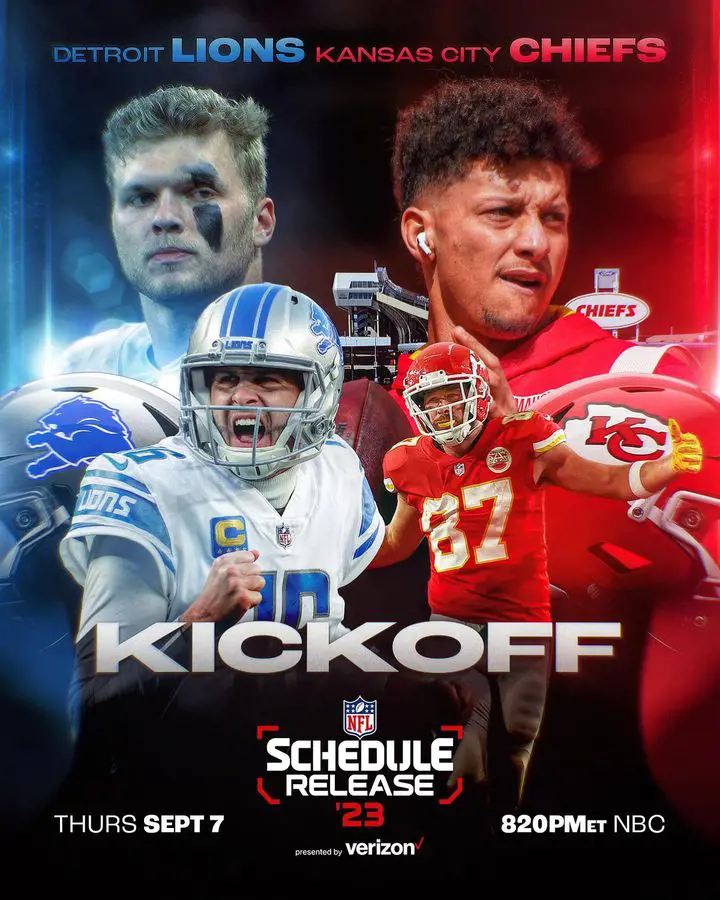 The regular season will start with kickoff between Detroit Lions and the Chiefs