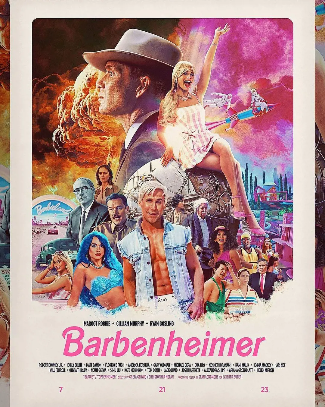 Interesting Oppenheimer and Barbie combine poster created by fans