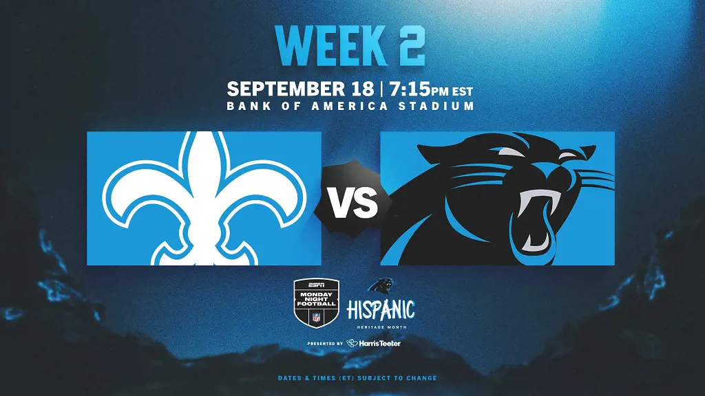 Carolina Panthers MNF Fixture on September 18 will take place at Bank of America Stadium on Hispanic Heritage Month.