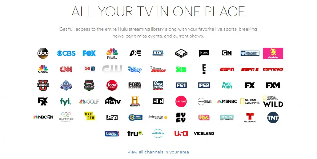 Hulu + Live TV offers more than 75 live channels where you can watch professional and college sports.