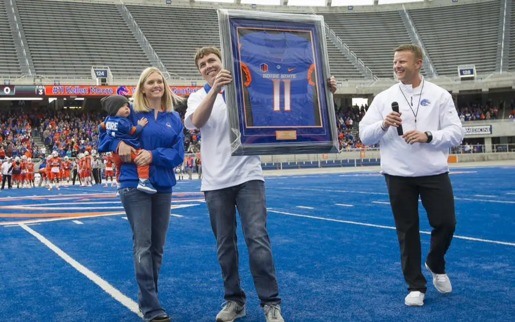 Kellen and his household were present at the Albertsons Stadium to watch the Blue & Orange Spring Game