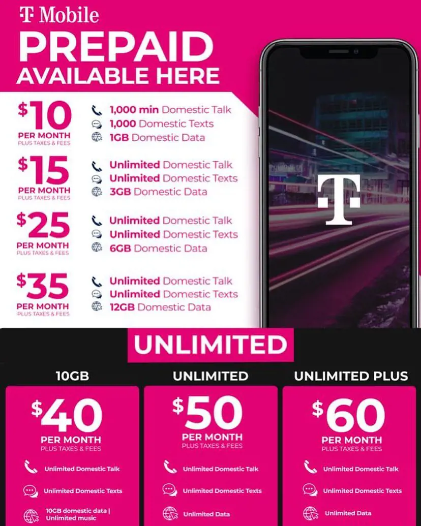 T-Mobile Prepaid plan brochure 