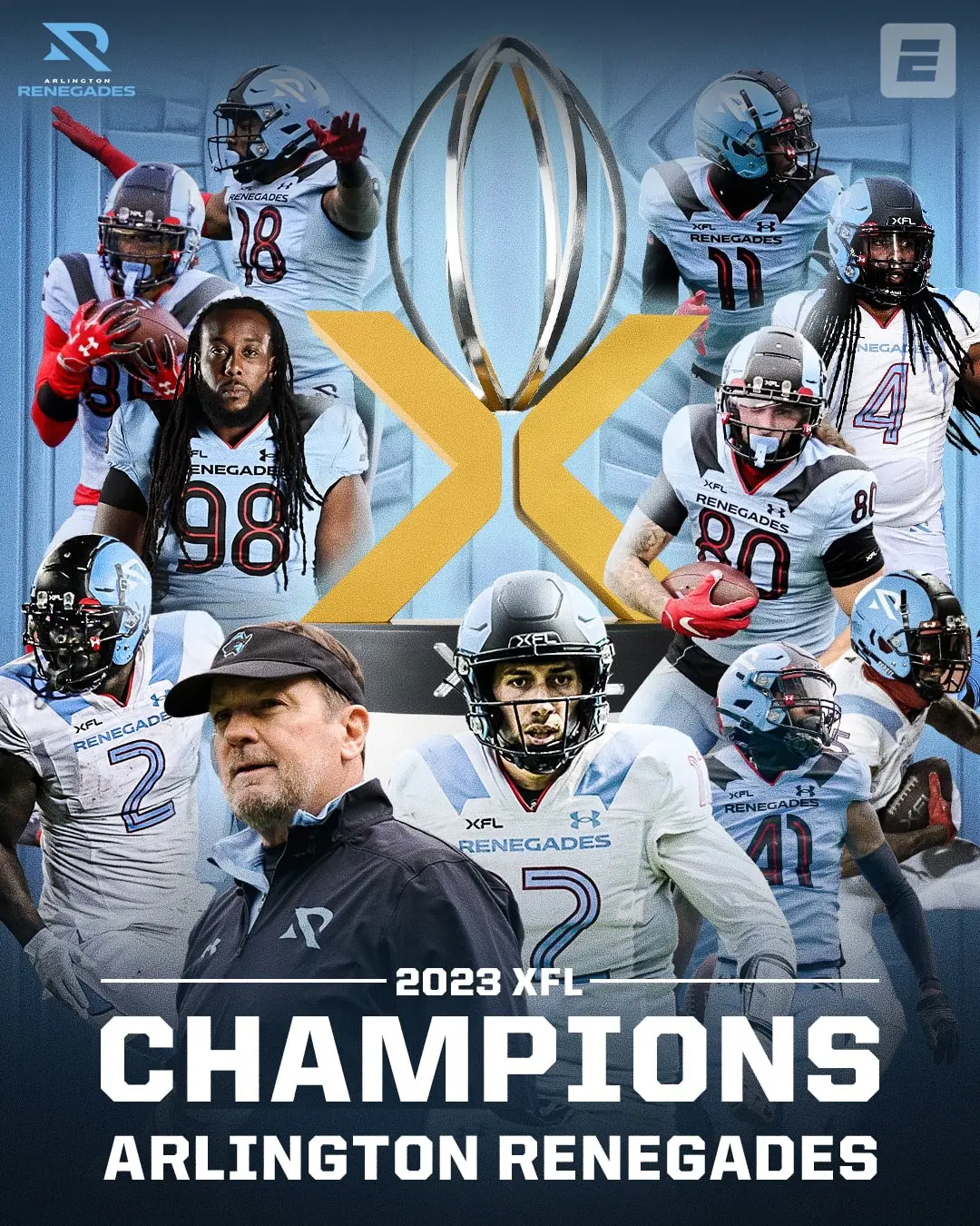 The Champions of XFL 2023 with Head Coach Bob Stoops.