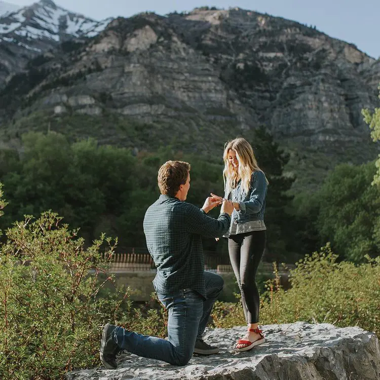Talmage proposed to Brooke in May 2019 at the Bridal Veil Falls