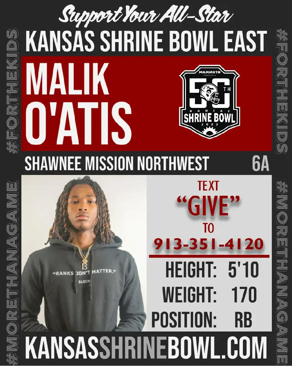 Malik will continue his football career at Emporia State pursuing forensic science