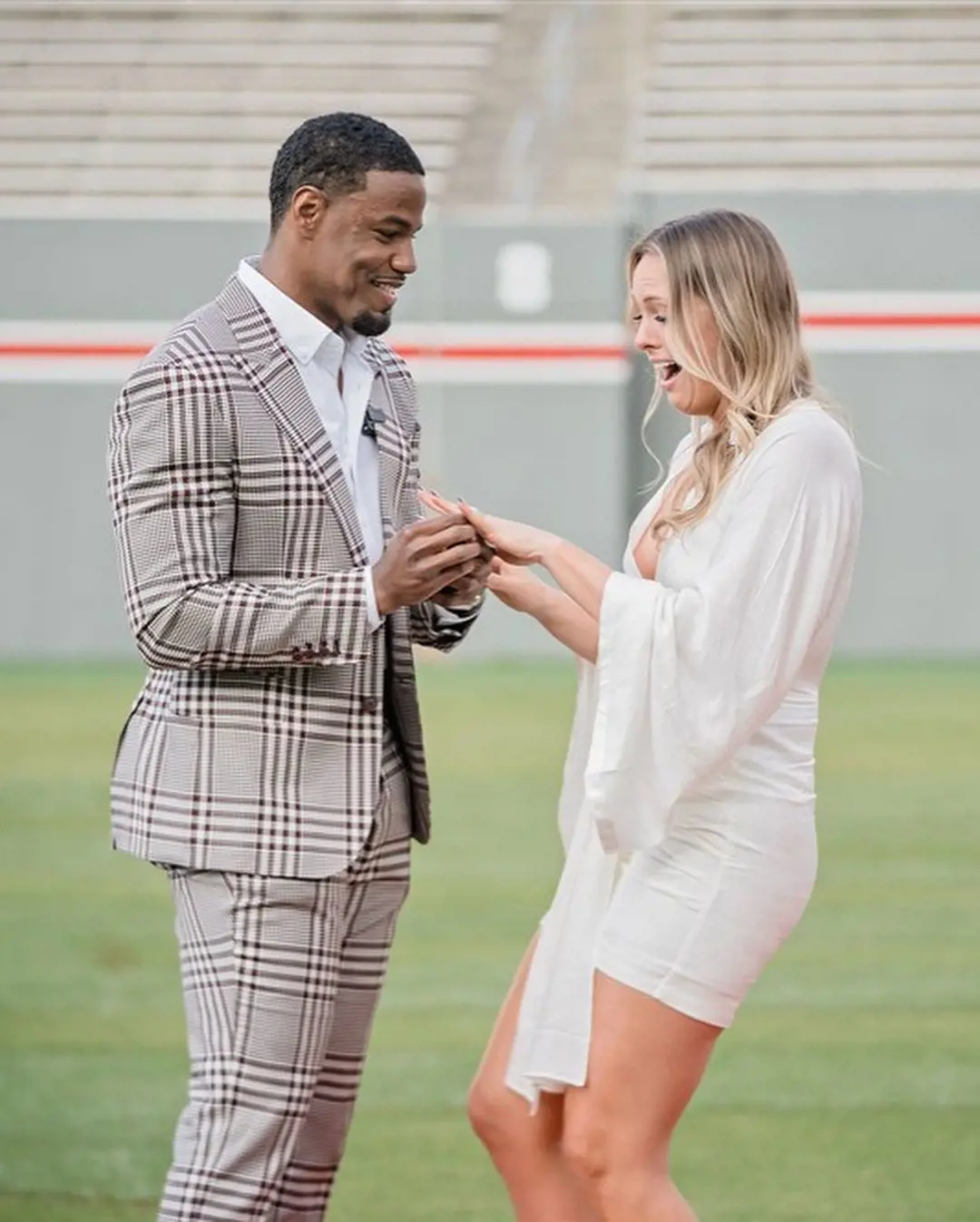 Juston and Brittany got engaged on April 17, 2021 at the Carter Finley Stadium.