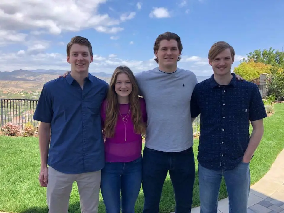 Calcaterra  with his siblings, Andrew (first from left), Claire (second from left), Nick (first from right).