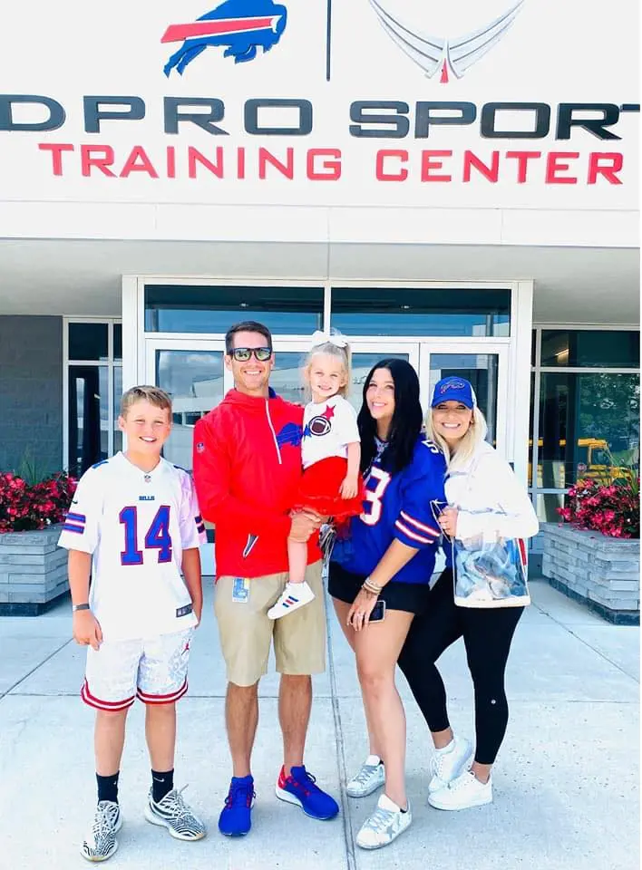 Joe with his family at ADPRO Sports, buffalo bills training center in August 2021.
